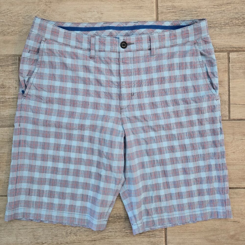 Tommy Bahama Seersucker Shorts Men's Plaid‎ Golf Performance Stretch Athletic 34
